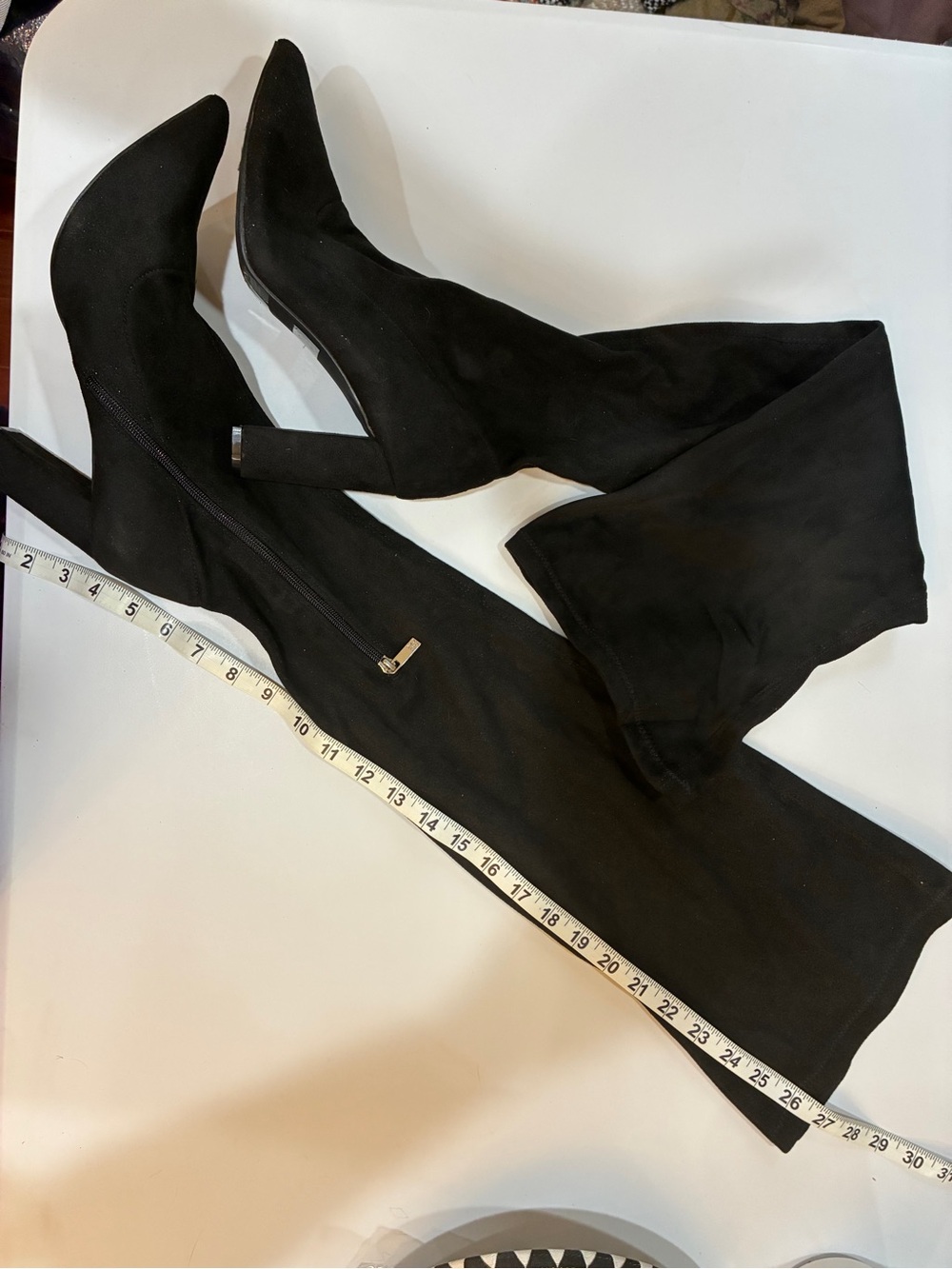 Nordstrom Black Pointed Toe Knee-High Heeled Boots